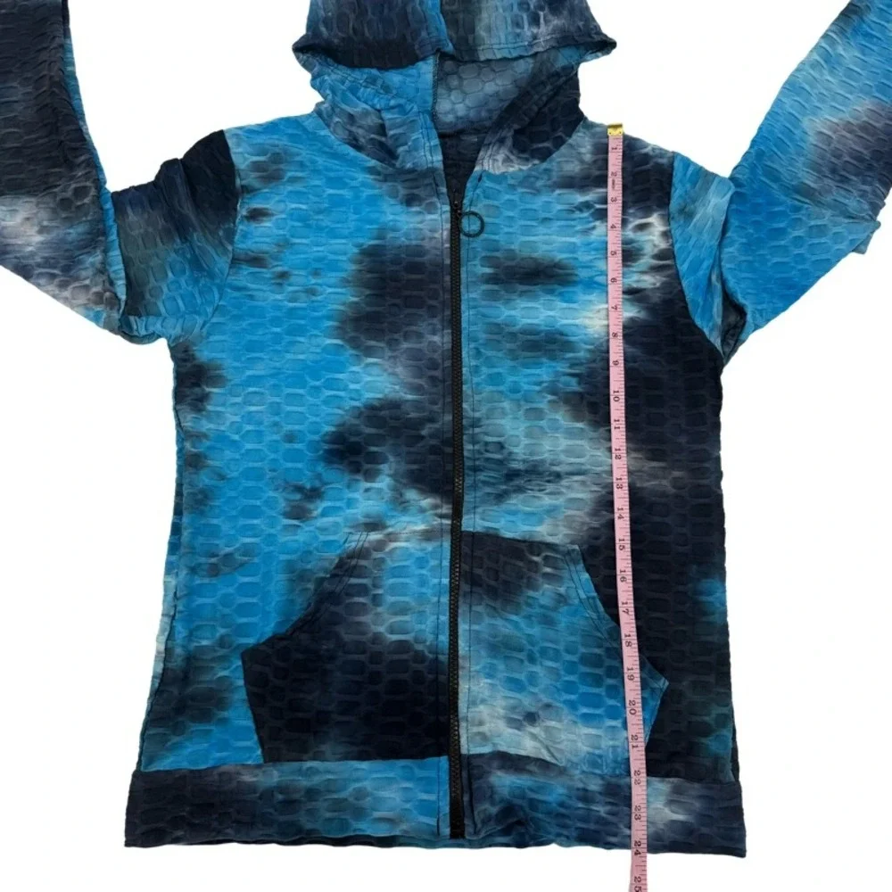 RICH & ROGUE NEW 1XL Tracksuit Lot Blue Black Tie Dye Honeycomb Textured Active